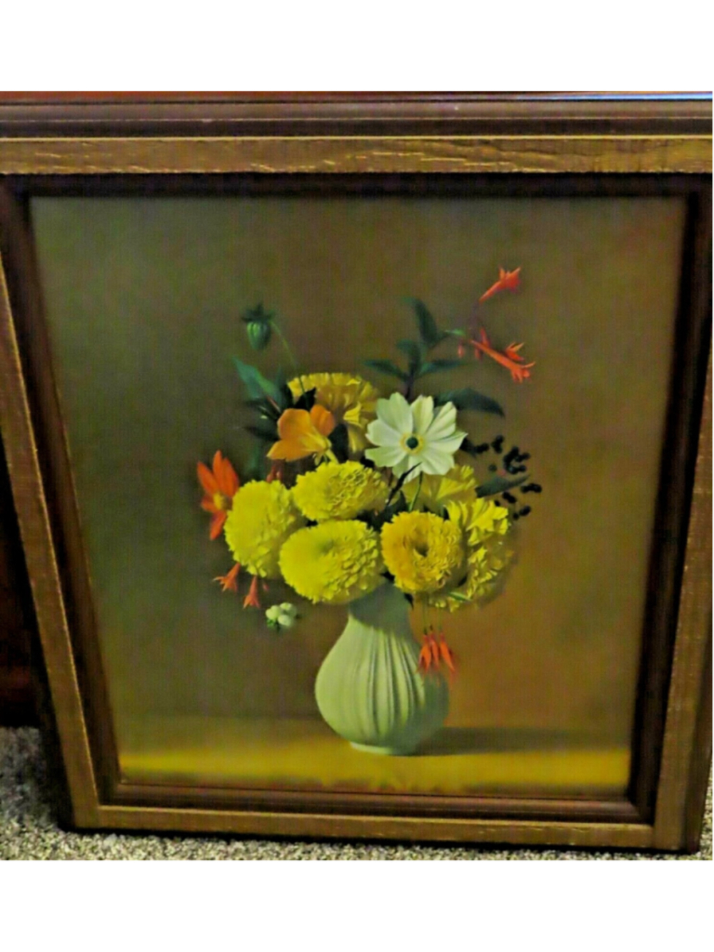 VTG Home Interiors Gold Framed Picture Print Floral Still Art Renard USA